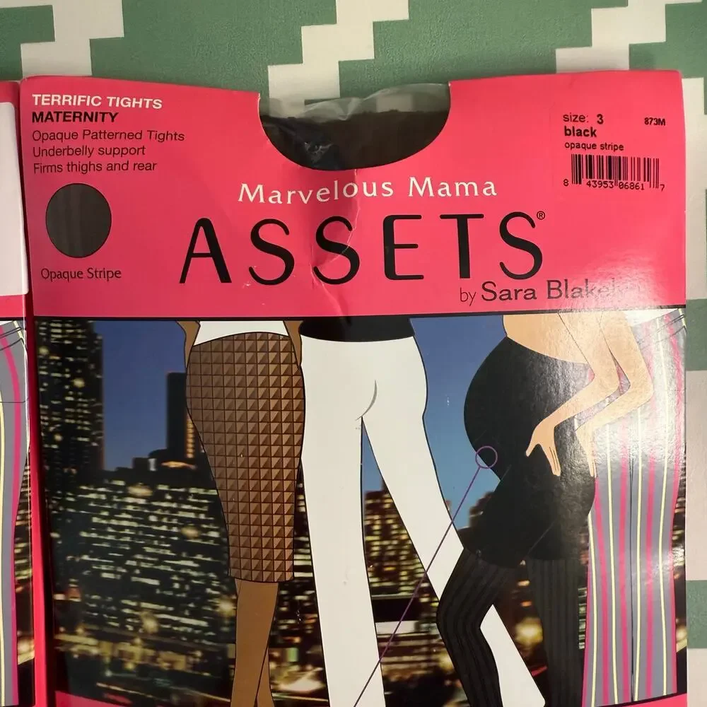Spanx Maternity Tights Pantyhose Hosiery Textured Stripe Black Size 3 & 4 NWT
